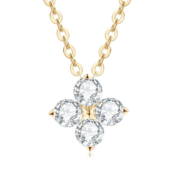 S925 Sterling Silver Moissanite Four-Leaf Clover Necklace