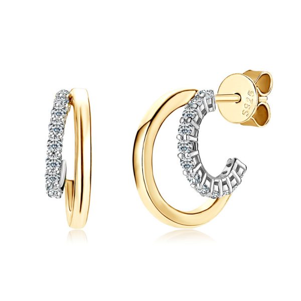 S925 Sterling Silver Moissanite Crescent Moon Stud Earrings-04