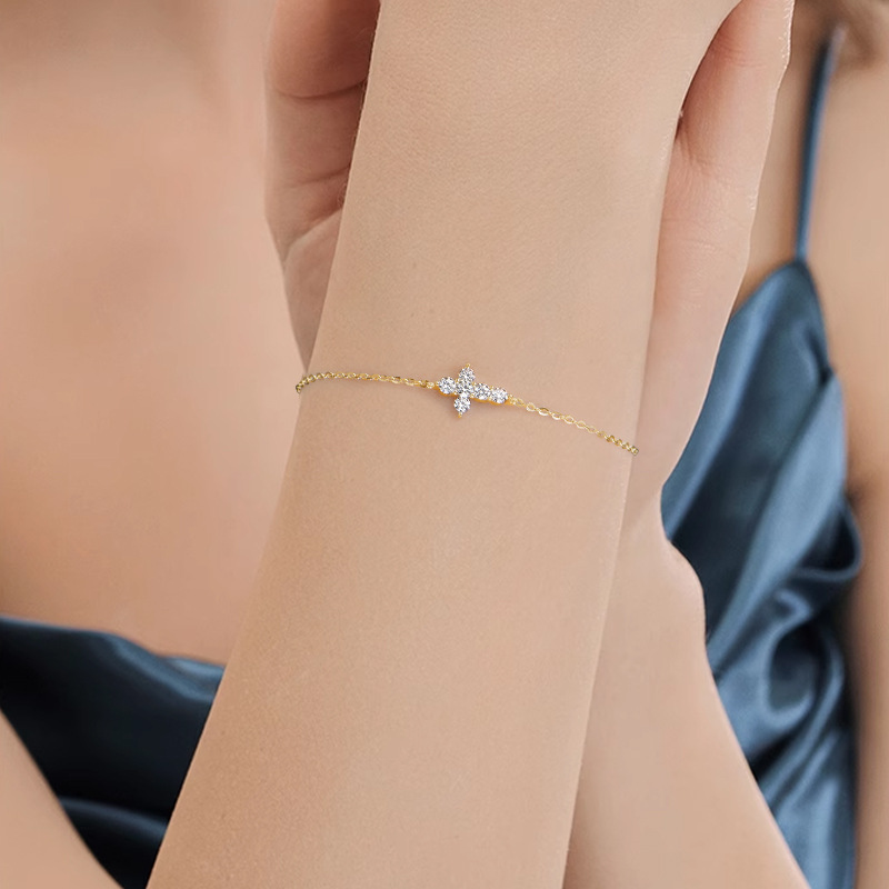 Cross D-Colored Moissanite Bracelet-007 Cross D-Colored Moissanite Bracelet-007