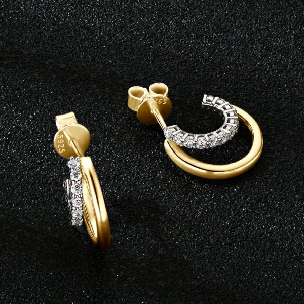 S925 Sterling Silver Moissanite Crescent Moon Stud Earrings-07