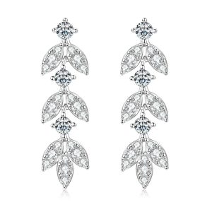 S925 Sterling Silver Luxury Leaf Tassel Earrings-04