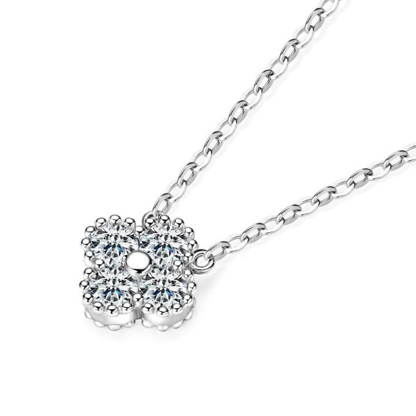S925 Sterling Silver Moissanite Four-Leaf Clover Necklace-02