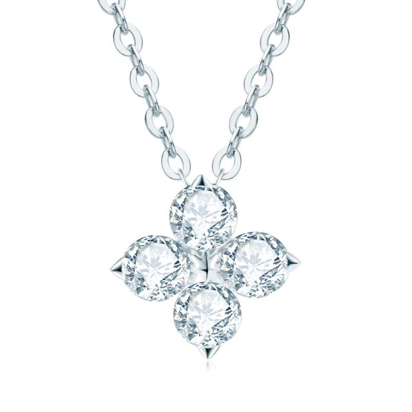 S925 Sterling Silver Moissanite Four-Leaf Clover Necklace-01