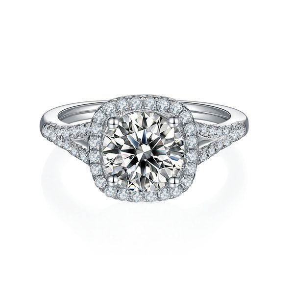 Luxurious Square Double-Arm Moissanite Ring-06