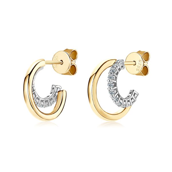 S925 Sterling Silver Moissanite Crescent Moon Stud Earrings-05